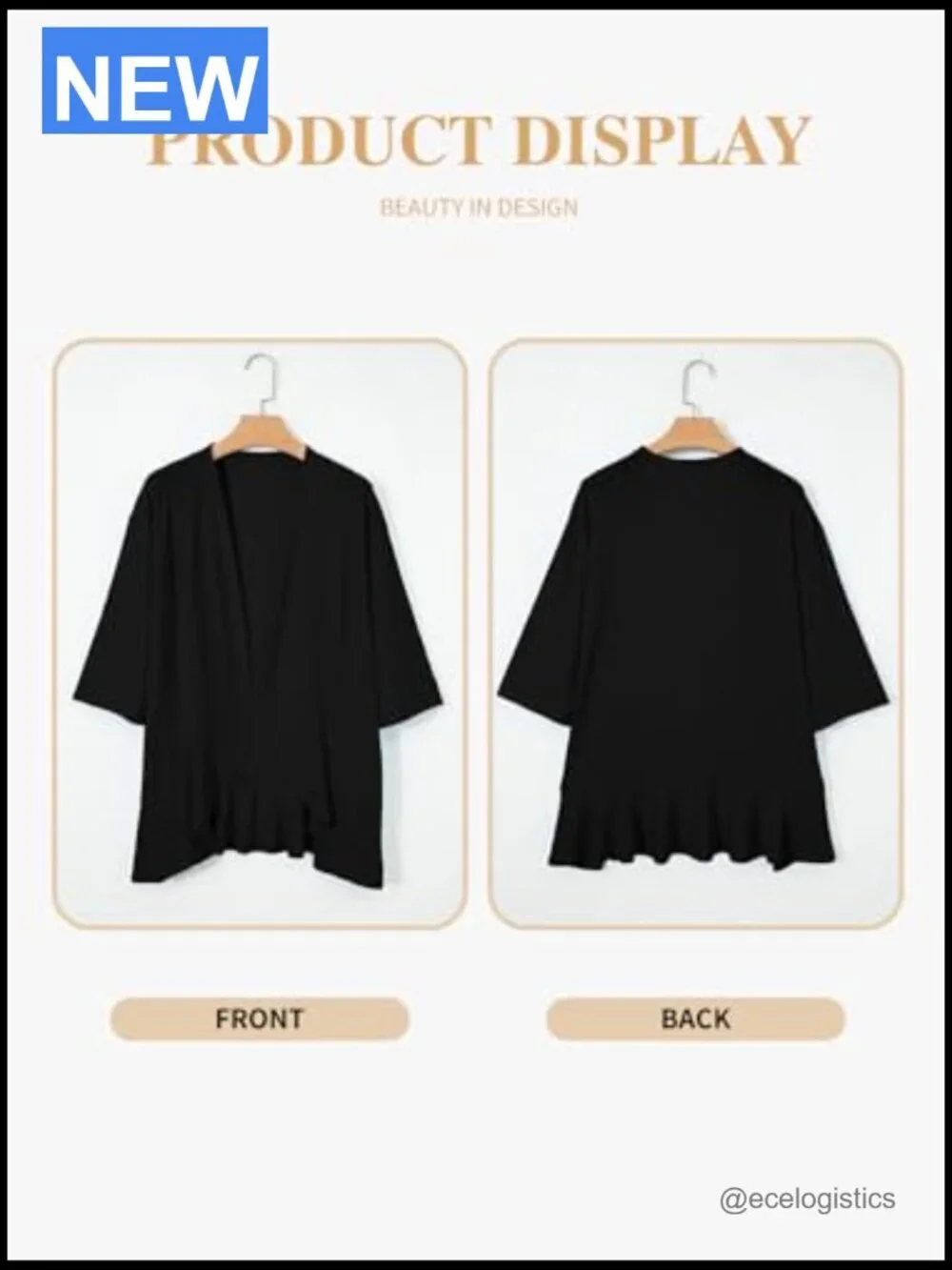 Plus Size Cardigan Half Sleeve Netted Knit Ruffle Kimono Cover Up 1X-5X